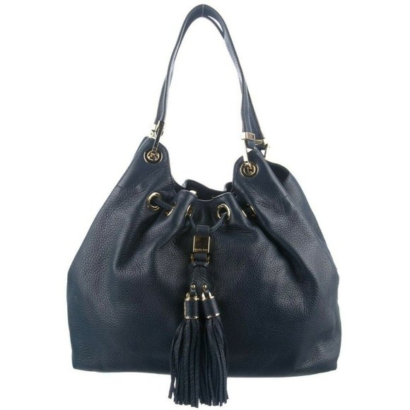 Michael Kors Blue Leather Hobo Dual Shoulder Strap Large Designer Bag
